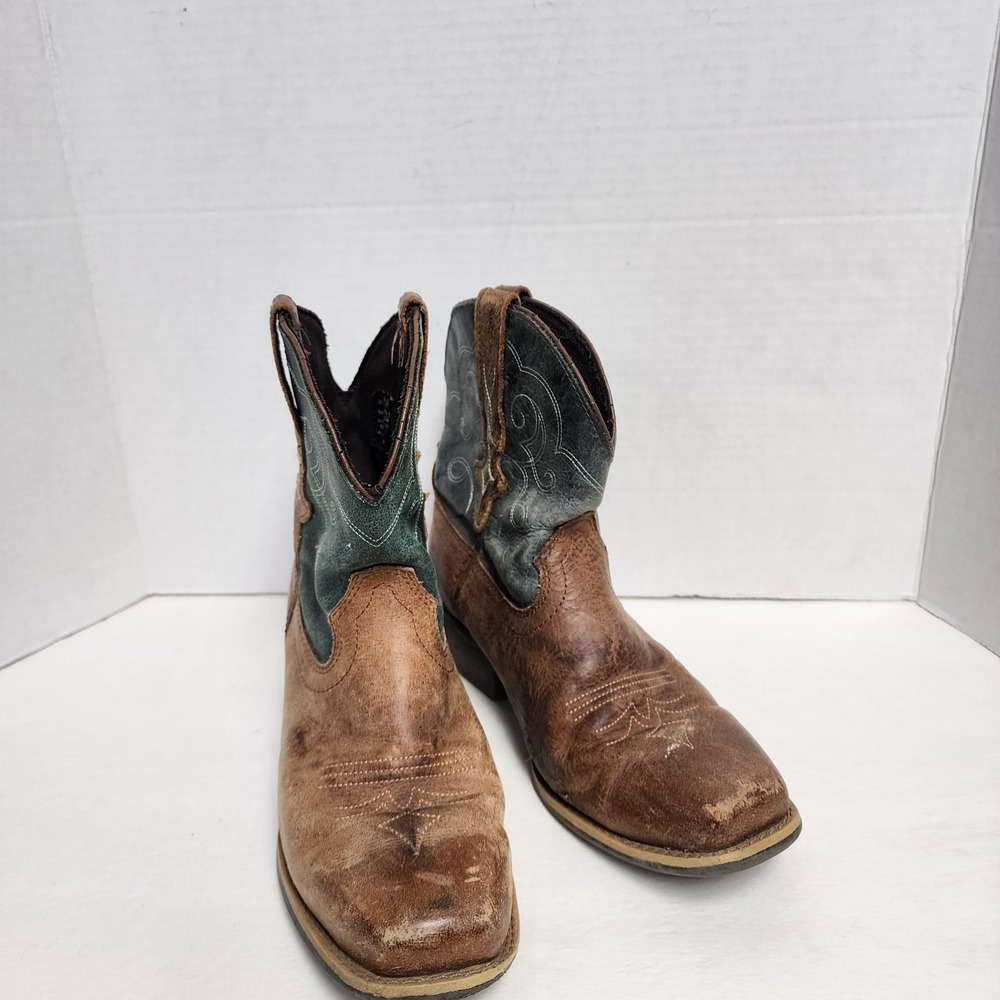 Justin Gypsy Chellie Tan Green Leather Boot Booties Women's Size US 7.5B Western - Picture 6 of 16